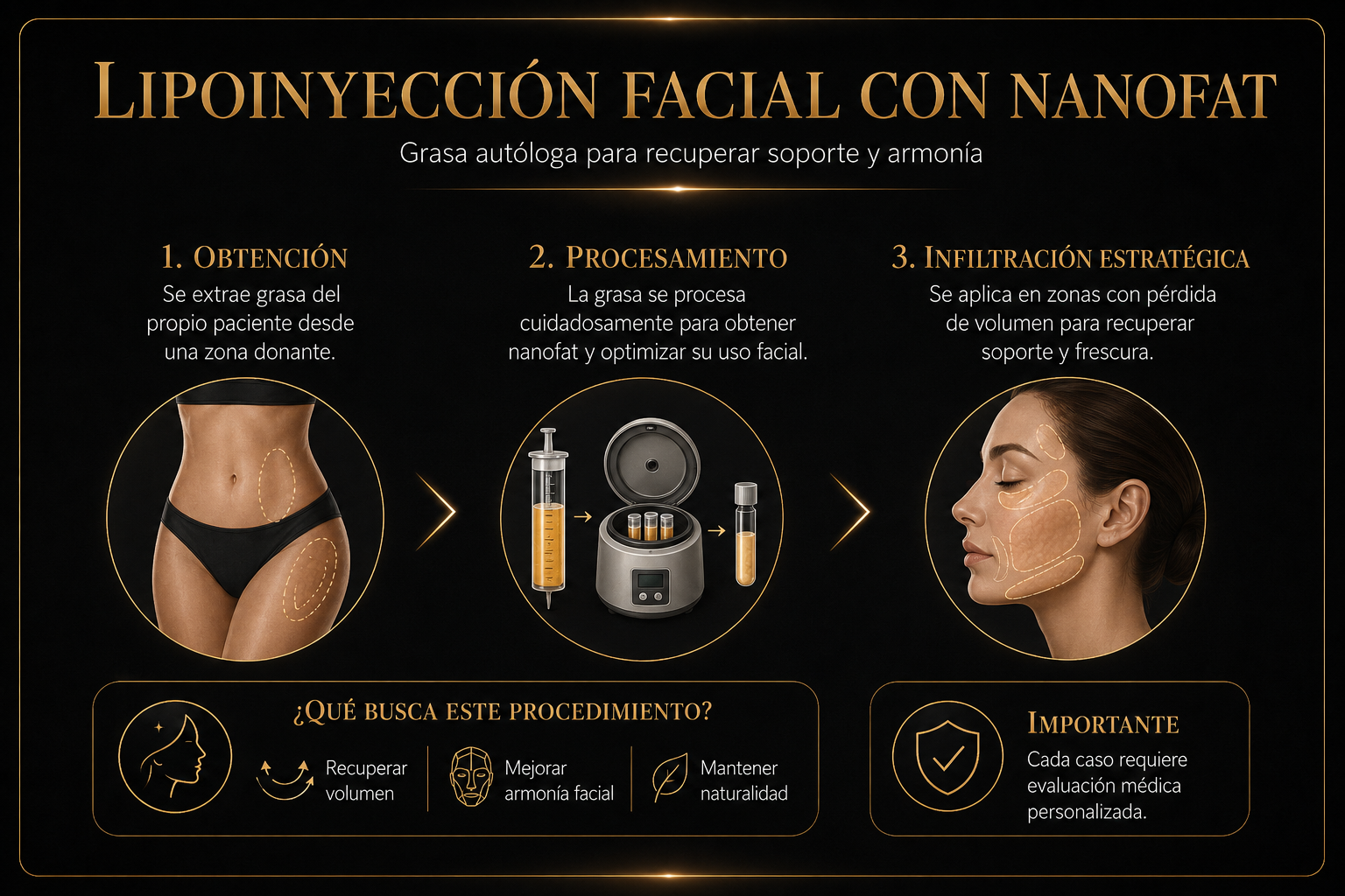 Lipoinyección facial con nanofat y grasa autóloga para recuperar soporte, volumen y armonía facial