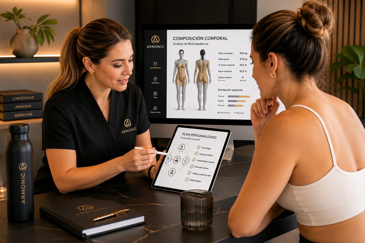 Evaluación corporal personalizada y planificación de protocolo reductivo en Clínica Armonic